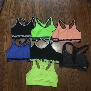 Under Armour, Nike, and Oasics sports Bras